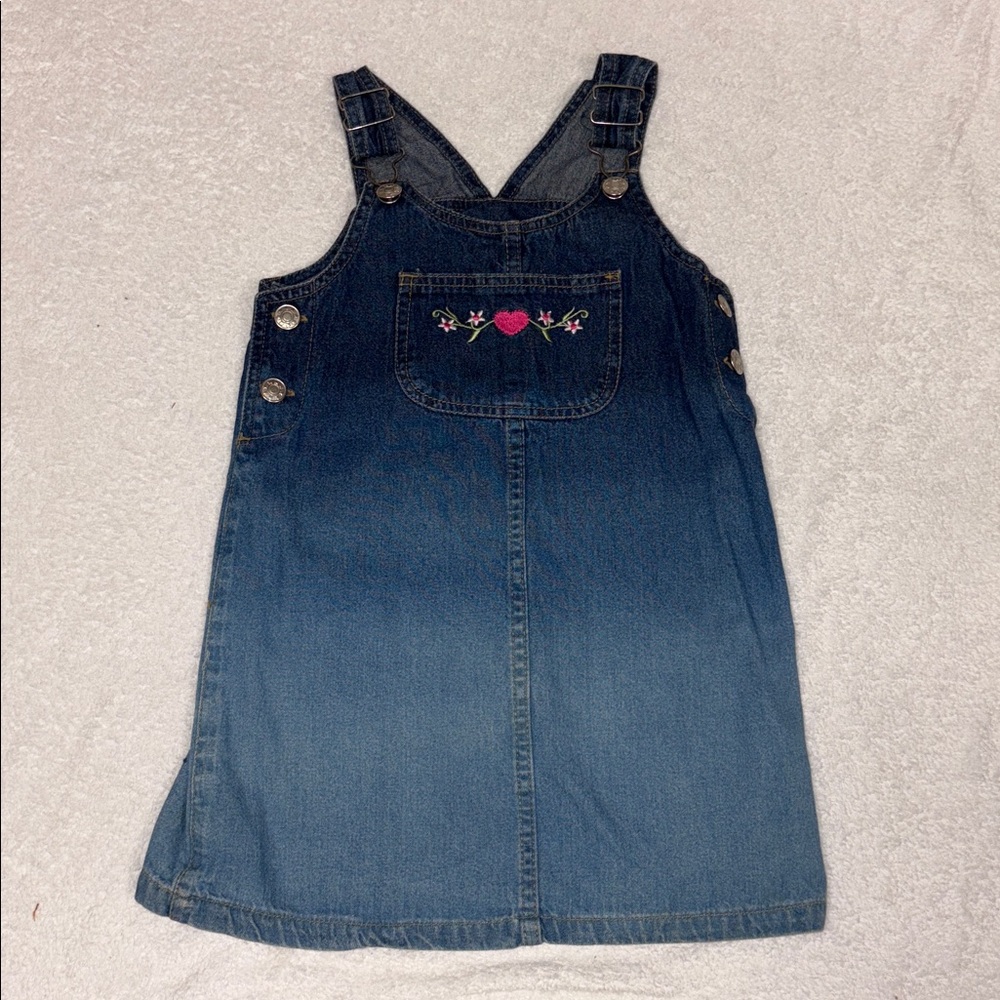 Vintage expressions ombré Denim blue Jean jumper Dress Embroidered Pocket 5t
